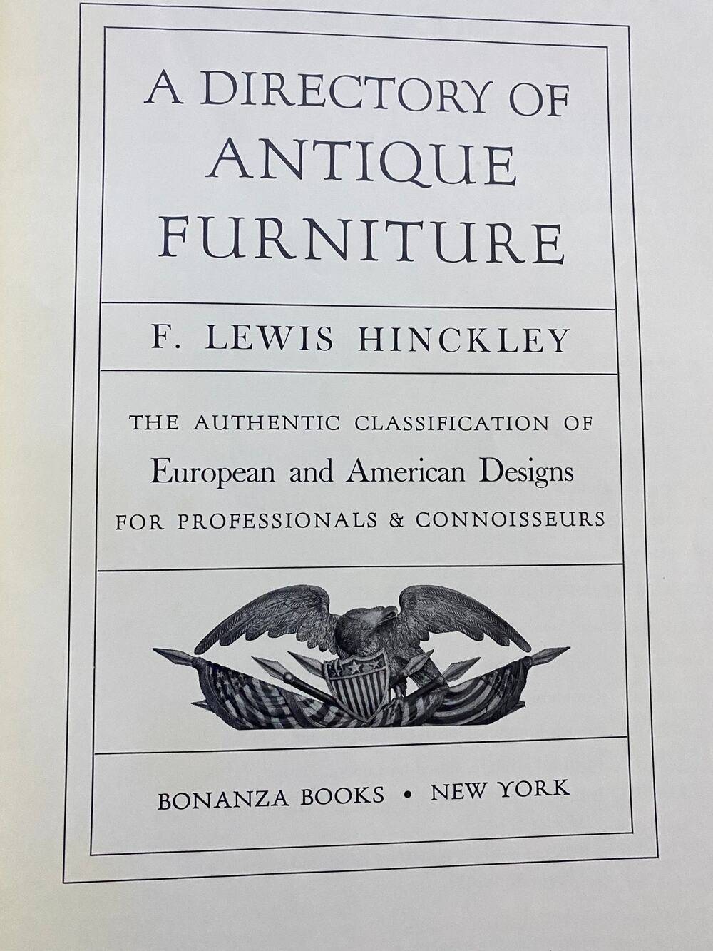 Directory of Antique Furniture F. Lewis Hinckley 1953 Hardcover
